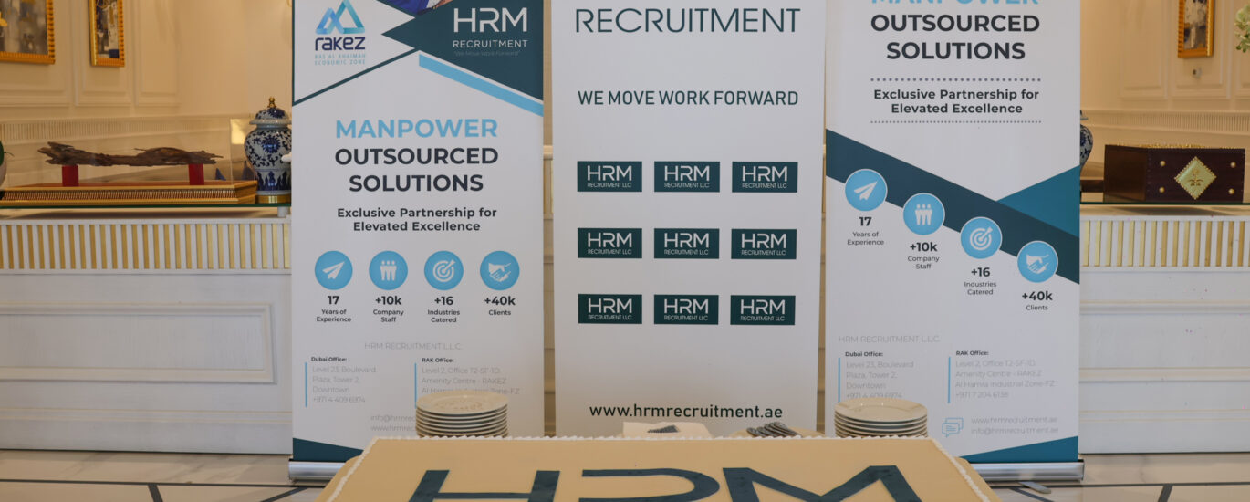 Exclusive partnership display between HRM Recruitment and RAKEZ